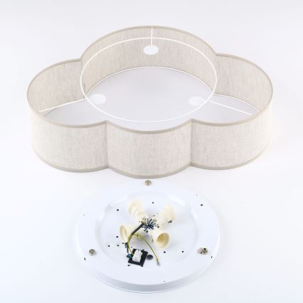 Brilagi - Детско таванно осветително тяло NIMBUS LINEN 4xE27/15W/230V 46x63 см бежово