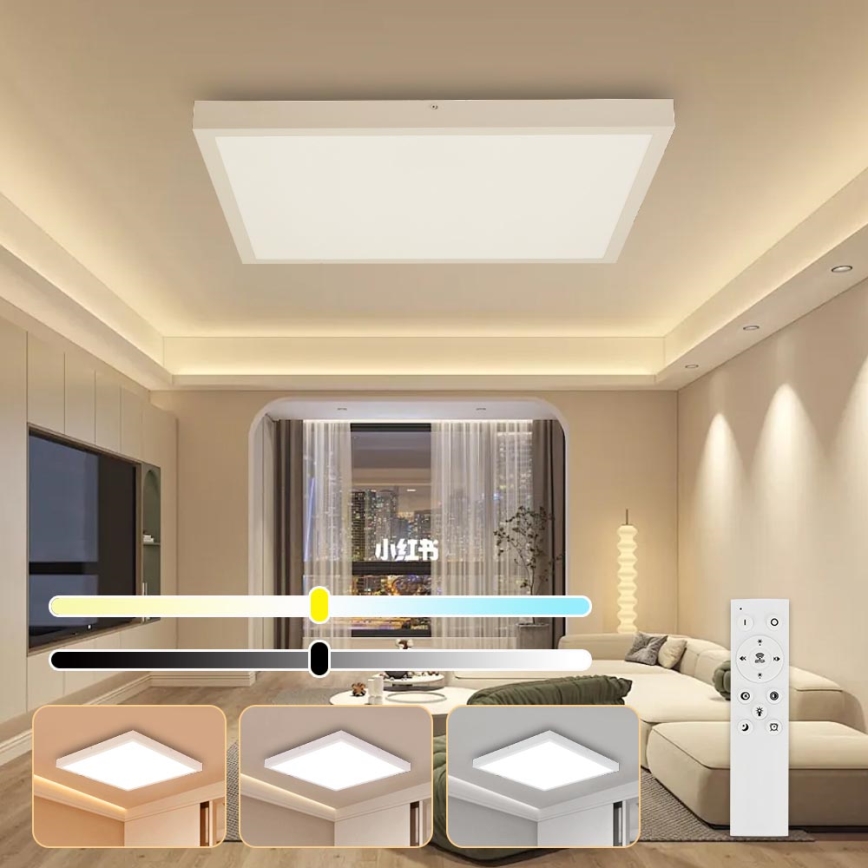 Brilagi - Дименсионен LED таванен светилник за баня FRAME SMART LED/50W/230V 60x60 см 3000-6000K IP44 бяло + дистанционно управление
