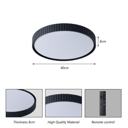 Brilagi - Димируемо LED таванно осветително тяло CORVO LED/54W/230V 3000–6000K черно Ø 40 см + дистанционно управление