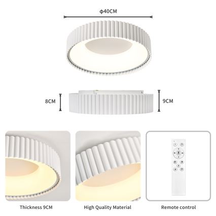 Brilagi - LED плафон FALCON MODERN LED/30W/230V 3000-6000K 40 cm бял с функция за димиране + дистанционно управление