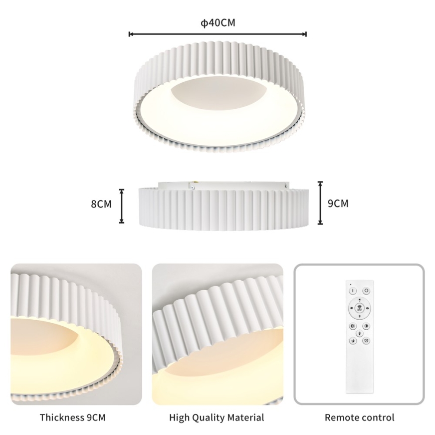 Brilagi - LED плафон FALCON MODERN LED/30W/230V 3000-6000K 40 cm бял с функция за димиране + дистанционно управление