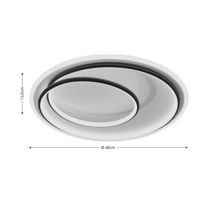 Brilagi - LED димируемо таванно осветително тяло FLARE LED/38W/230V 3000-6000K Ø 48 cm черно/бяло + дистанционно управление
