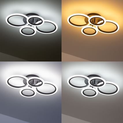 Brilagi - Димируем LED таванен плафон ORBITS LED/50W/230V 3000-6500K черен + дистанционно управление