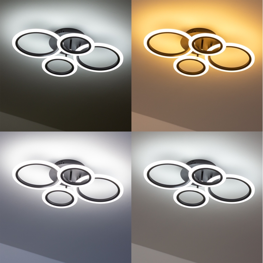 Brilagi - Димируем LED таванен плафон ORBITS LED/50W/230V 3000-6500K черен + дистанционно управление