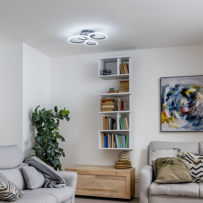 Brilagi - Димируем LED таванен плафон ORBITS LED/50W/230V 3000-6500K черен + дистанционно управление