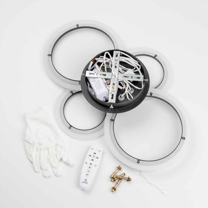 Brilagi - Димируем LED таванен плафон ORBITS LED/50W/230V 3000-6500K черен + дистанционно управление