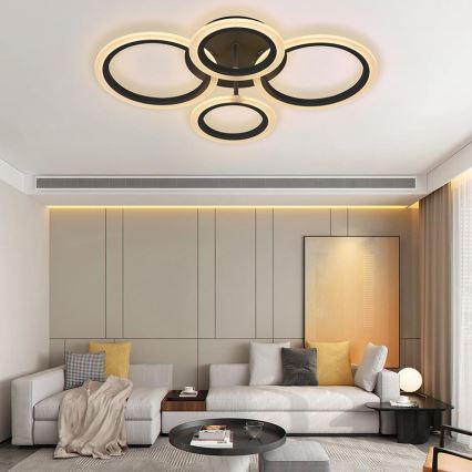 Brilagi - Димируем LED таванен плафон ORBITS LED/50W/230V 3000-6500K черен + дистанционно управление