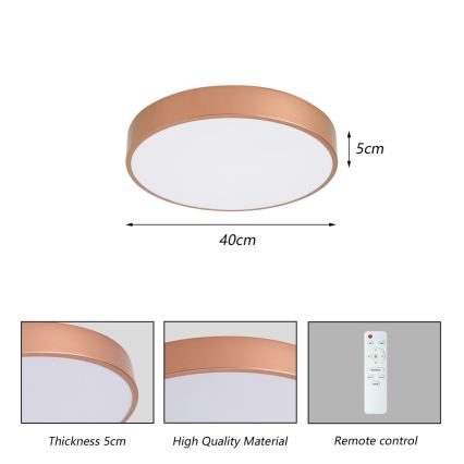 Brilagi - Димируем LED плафон POOL LED/48W/230V 3000–6000K Ø 40 см бронзов + дистанционно управление