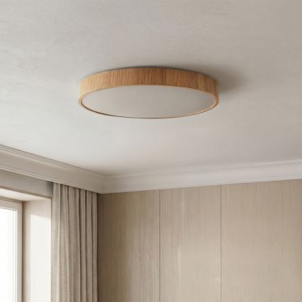 Brilagi - LED димируемо таванно осветително тяло POOL LED/50W/230V 3000-6000K, Ø 40 см, дървесен декор + дистанционно управление