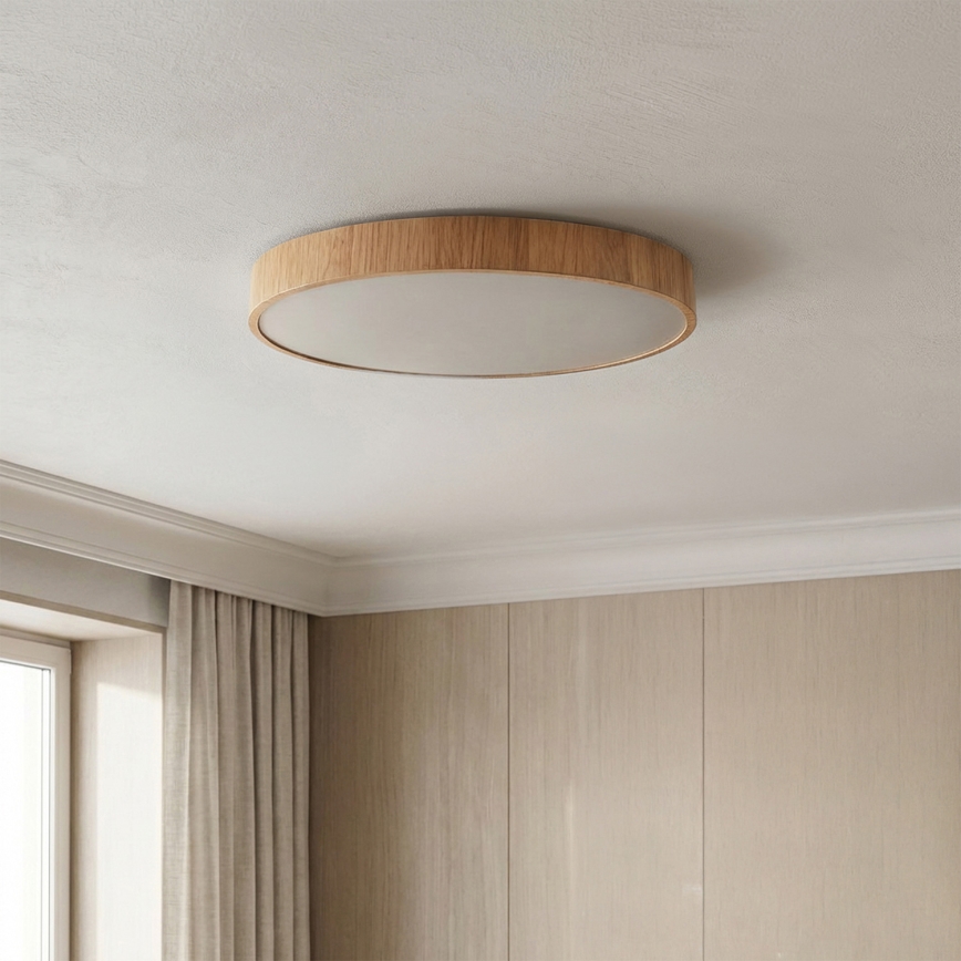 Brilagi - LED димируемо таванно осветително тяло POOL LED/50W/230V 3000-6000K, Ø 40 см, дървесен декор + дистанционно управление