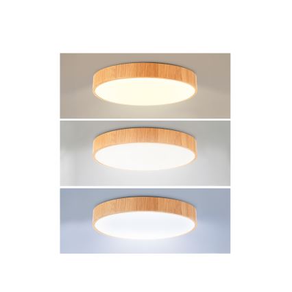 Brilagi - LED димируемо таванно осветително тяло POOL LED/50W/230V 3000-6000K, Ø 40 см, дървесен декор + дистанционно управление
