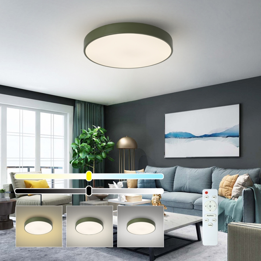 Brilagi - Димируема LED таванна лампа POOL LED/60W/230V 3000-6000K Ø 50 см зелена + дистанционно управление