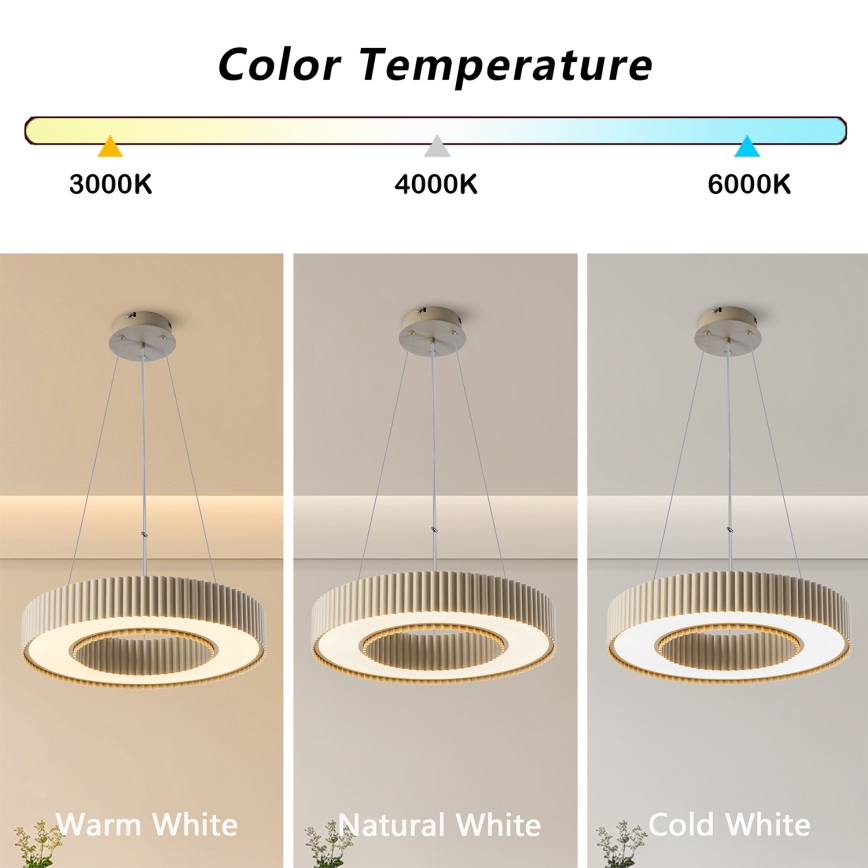 Brilagi - LED димируем полилей на кабел LUMIX LED/48W/230V 3000-6000K бежов, диаметър 50 cm + дистанционно управление