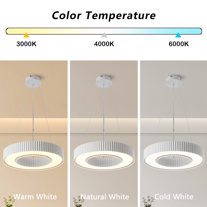 Brilagi - LED полилей с възможност за димиране на кабел LUMIX LED/48W/230V 3000-6000K бял Ø 50 см + дистанционно управление