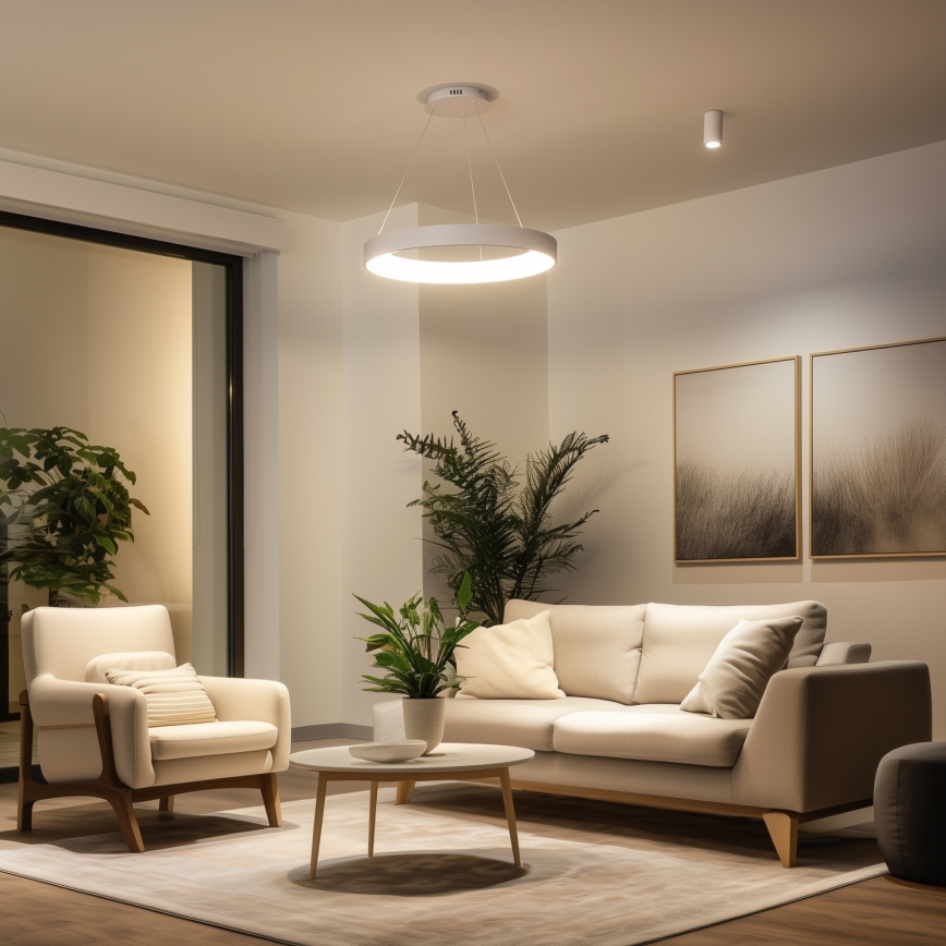 Brilagi - LED Димируема висяща лампа на кабел FALCON II LED/99W/230V 3000-6500K Ø 60 cm бяла + дистанционно управление