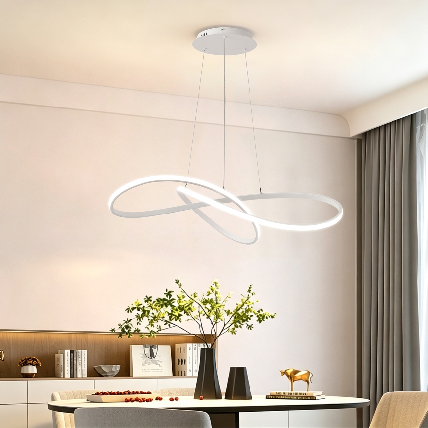 Brilagi - LED димируем полилей на кабел INFINITY LED/80W/230V 3000-6000K 80x80 cm бял + дистанционно управление