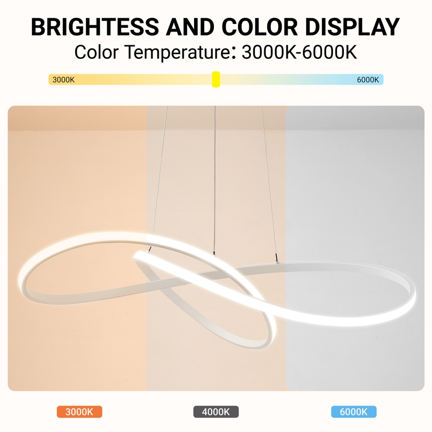 Brilagi - LED димируем полилей на кабел INFINITY LED/80W/230V 3000-6000K 80x80 cm бял + дистанционно управление