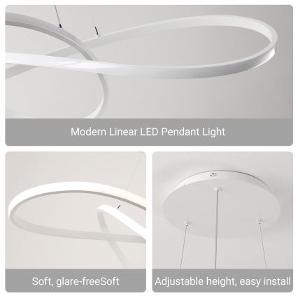 Brilagi - LED димируем полилей на кабел INFINITY LED/80W/230V 3000-6000K 80x80 cm бял + дистанционно управление