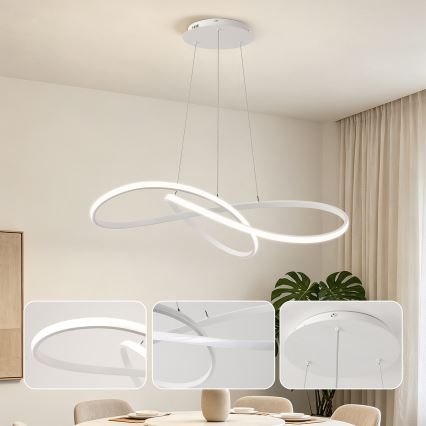 Brilagi - LED димируем полилей на кабел INFINITY LED/80W/230V 3000-6000K 80x80 cm бял + дистанционно управление