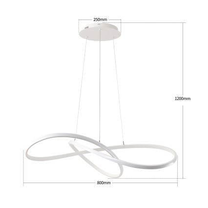 Brilagi - LED димируем полилей на кабел INFINITY LED/80W/230V 3000-6000K 80x80 cm бял + дистанционно управление