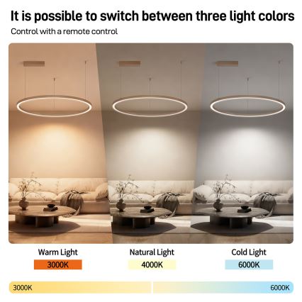 Brilagi - LED полилей на кабел с възможност за димиране PORTOFINO LED/60W/230V 3000-6000K диам. 80 cm бежов + дистанционно управление