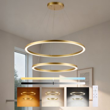 Brilagi - Димируем LED полилей на кабел PORTOFINO LED/98W/230V 3000-6000K Ø 80 см златист + дистанционно управление