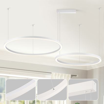 Brilagi - Полилей на кабел с възможност за димиране PORTOFINO LED/98W/230V 3000-6000K бял + дистанционно управление