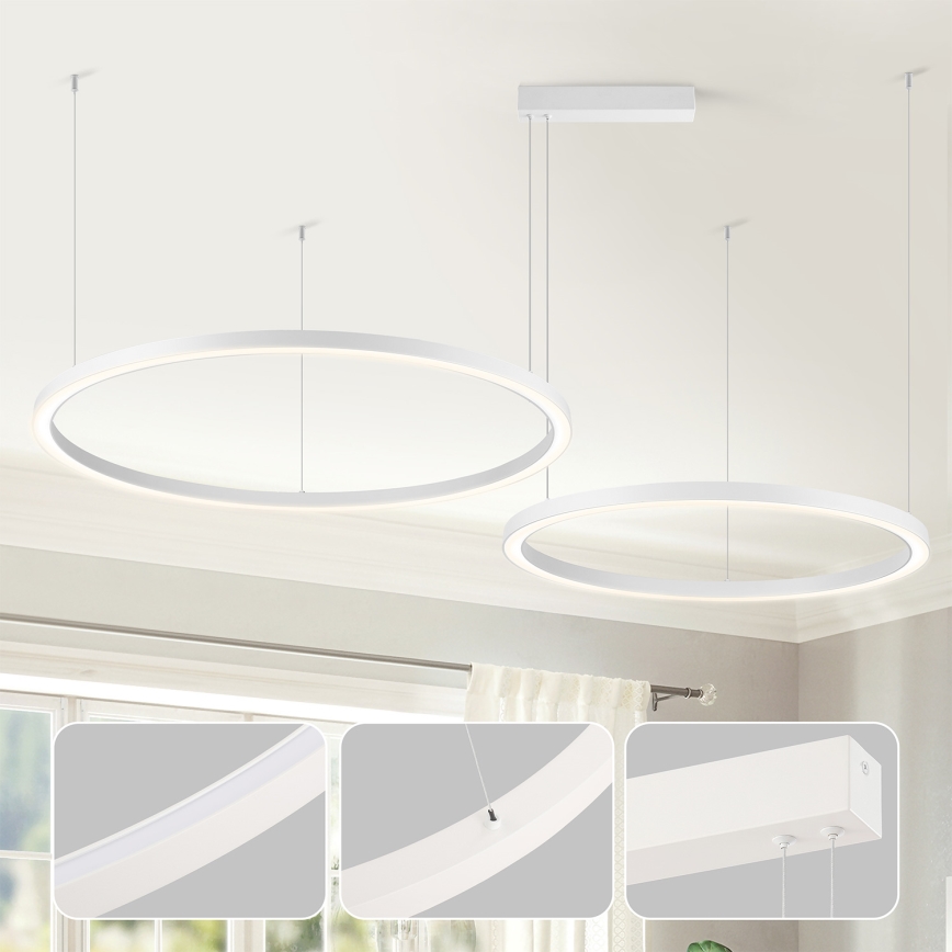 Brilagi - Полилей на кабел с възможност за димиране PORTOFINO LED/98W/230V 3000-6000K бял + дистанционно управление