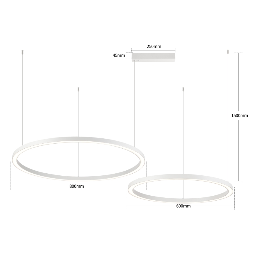 Brilagi - Полилей на кабел с възможност за димиране PORTOFINO LED/98W/230V 3000-6000K бял + дистанционно управление