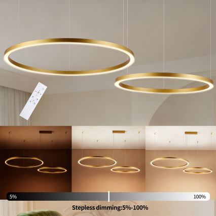 Brilagi - LED полилей с регулируема яркост на кабел PORTOFINO LED/98W/230V 3000-6000K златист + дистанционно управление