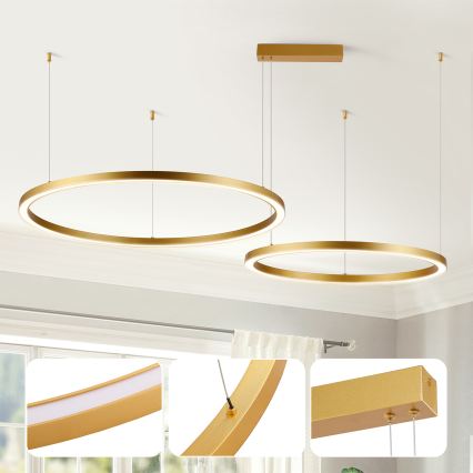 Brilagi - LED полилей с регулируема яркост на кабел PORTOFINO LED/98W/230V 3000-6000K златист + дистанционно управление
