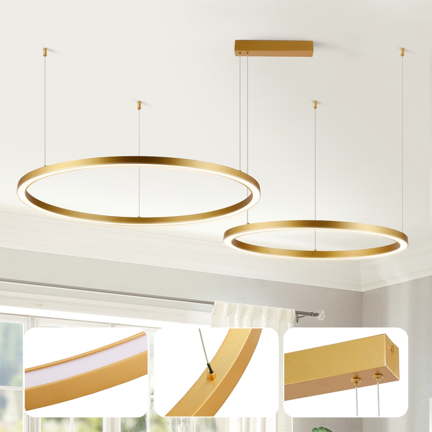 Brilagi - LED полилей с регулируема яркост на кабел PORTOFINO LED/98W/230V 3000-6000K златист + дистанционно управление