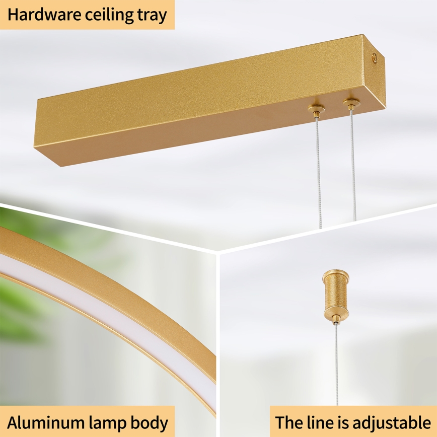 Brilagi - LED полилей с регулируема яркост на кабел PORTOFINO LED/98W/230V 3000-6000K златист + дистанционно управление