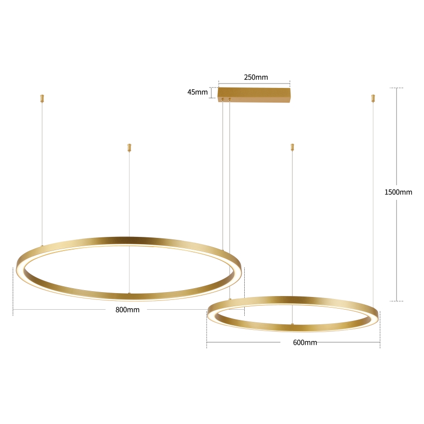 Brilagi - LED полилей с регулируема яркост на кабел PORTOFINO LED/98W/230V 3000-6000K златист + дистанционно управление