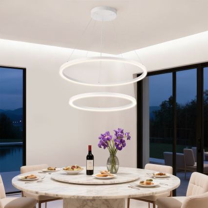 Brilagi - Димируем полилей на кабел PORTOFINO LED/98W/230V 3000–6000K Ø 80 см бял + дистанционно управление