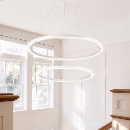 Brilagi - Димируем полилей на кабел PORTOFINO LED/98W/230V 3000–6000K Ø 80 см бял + дистанционно управление
