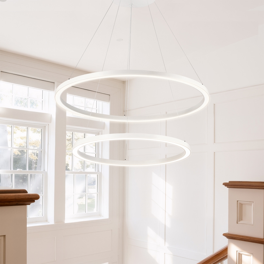 Brilagi - Димируем полилей на кабел PORTOFINO LED/98W/230V 3000–6000K Ø 80 см бял + дистанционно управление