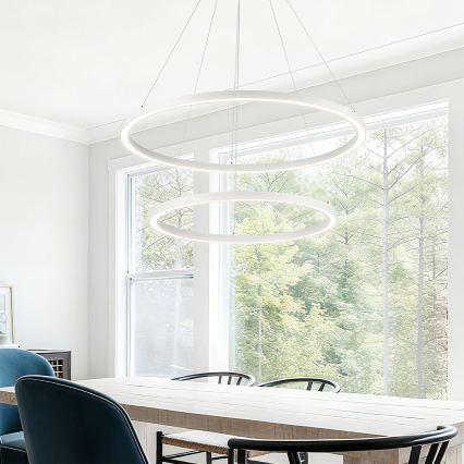 Brilagi - Димируем полилей на кабел PORTOFINO LED/98W/230V 3000–6000K Ø 80 см бял + дистанционно управление