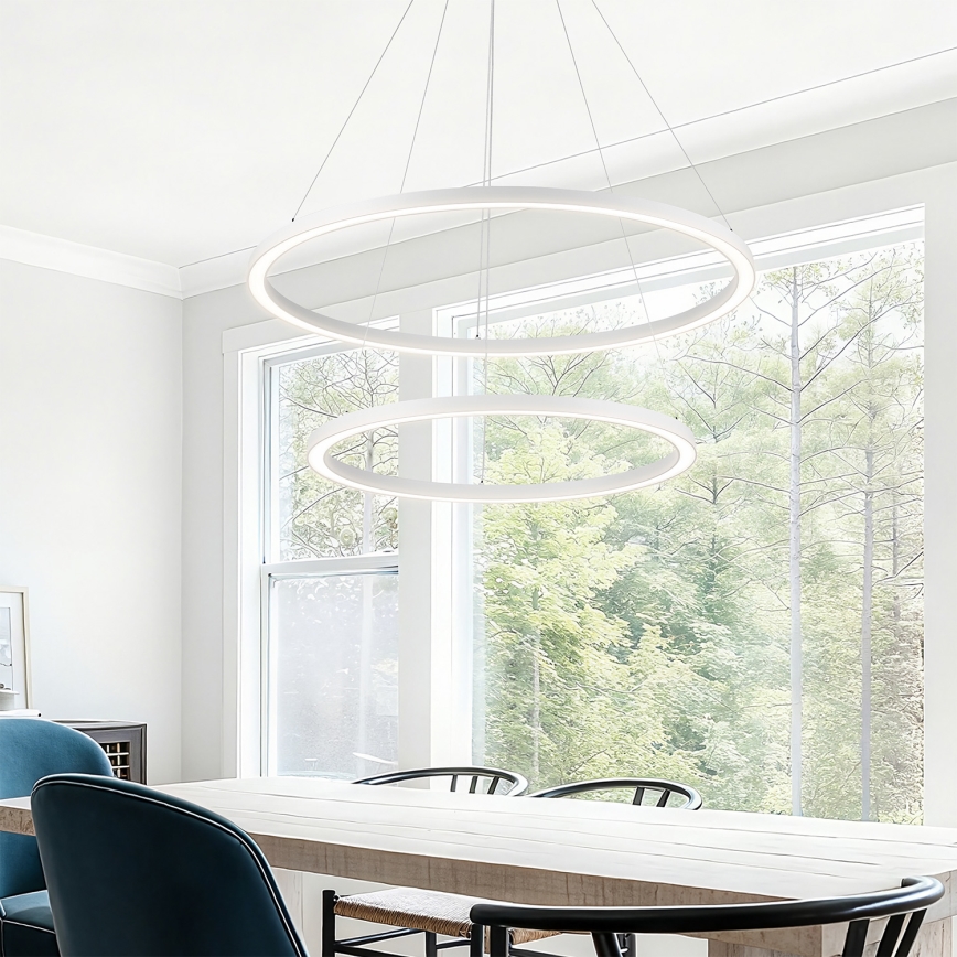 Brilagi - Димируем полилей на кабел PORTOFINO LED/98W/230V 3000–6000K Ø 80 см бял + дистанционно управление