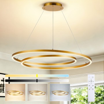 BRILAGI - димируем LED полилей на кабел TWISTER LED/105W/230V 3000-6000K Ø 100 см, златен + дистанционно управление