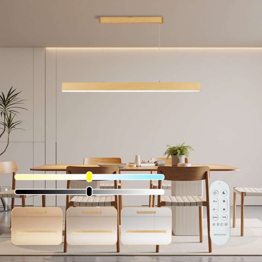Brilagi - димируем LED полилей SLEEKLINE SMART LED/40W/230V Wi-Fi Tuya дъбов декор + дистанционно управление