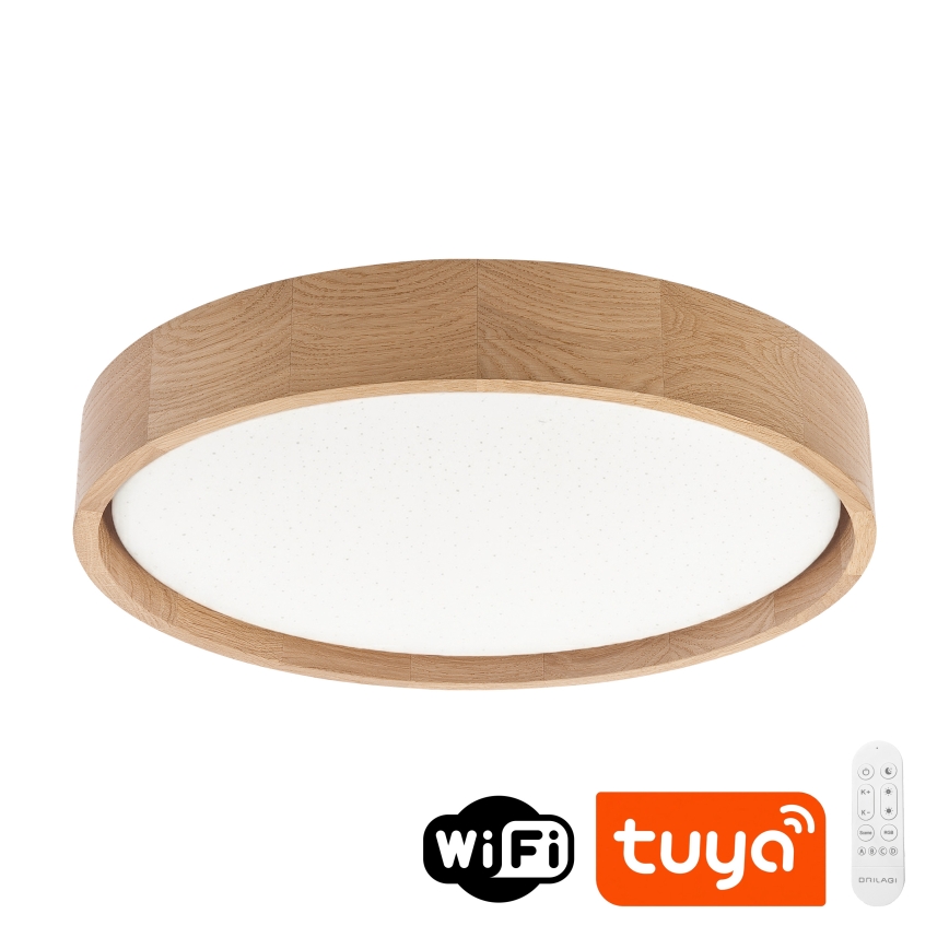 Brilagi - LED димируемо таванно осветително тяло MANAROLA SMART STARS LED/24W/230V 3000-6000K Wi-Fi Tuya Beacon Ø 41 см дъб + дистанционно управление