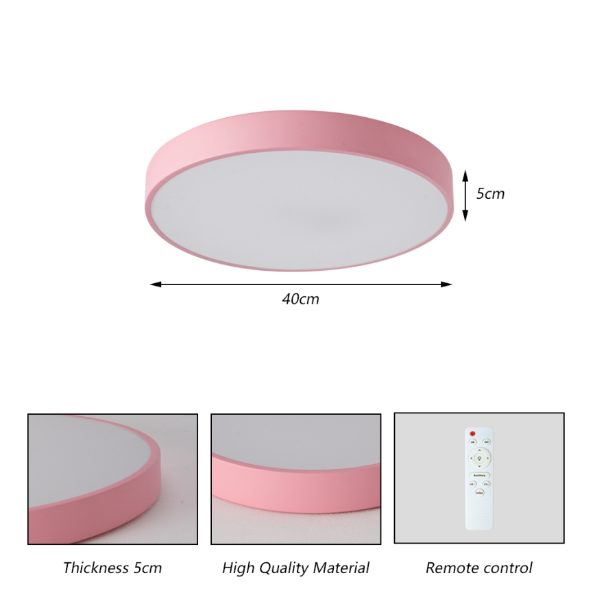 Brilagi - LED димируемо таванно осветително тяло POOL LED/48W/230V 3000-6000K pr. 40 cm розово + дистанционно управление