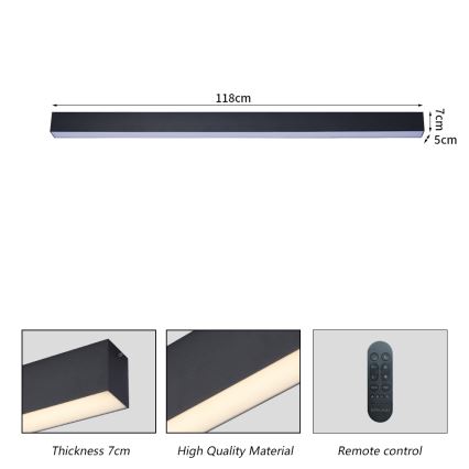 Brilagi - LED димируемо таванно осветително тяло SLEEKLINE SMART LED/40W/230V 3000-6000K Wi-Fi Tuya черно + дистанционно управление