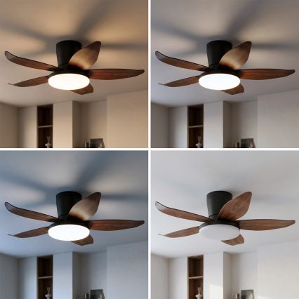 Brilagi - Таванен вентилатор с димируема LED лампа LED/32W/230V 3000-6500K диам. 95 cm черно/кафяво + дистанционно управление