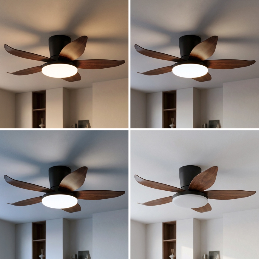 Brilagi - Таванен вентилатор с димируема LED лампа LED/32W/230V 3000-6500K диам. 95 cm черно/кафяво + дистанционно управление