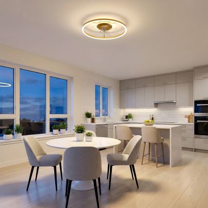 Brilagi - Димируем таванен вентилатор LED/66W/230V 55 см бял/златист + дистанционно управление