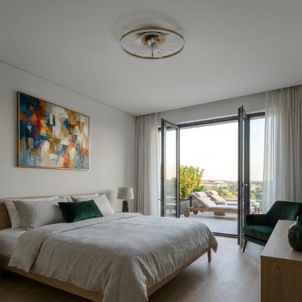 Brilagi - Димируем таванен вентилатор LED/66W/230V 55 см бял/златист + дистанционно управление