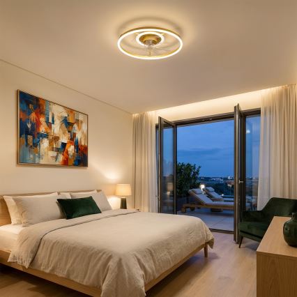 Brilagi - Димируем таванен вентилатор LED/66W/230V 55 см бял/златист + дистанционно управление