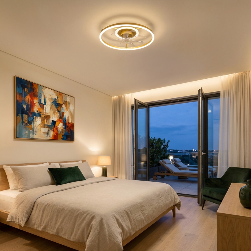 Brilagi - Димируем таванен вентилатор LED/66W/230V 55 см бял/златист + дистанционно управление